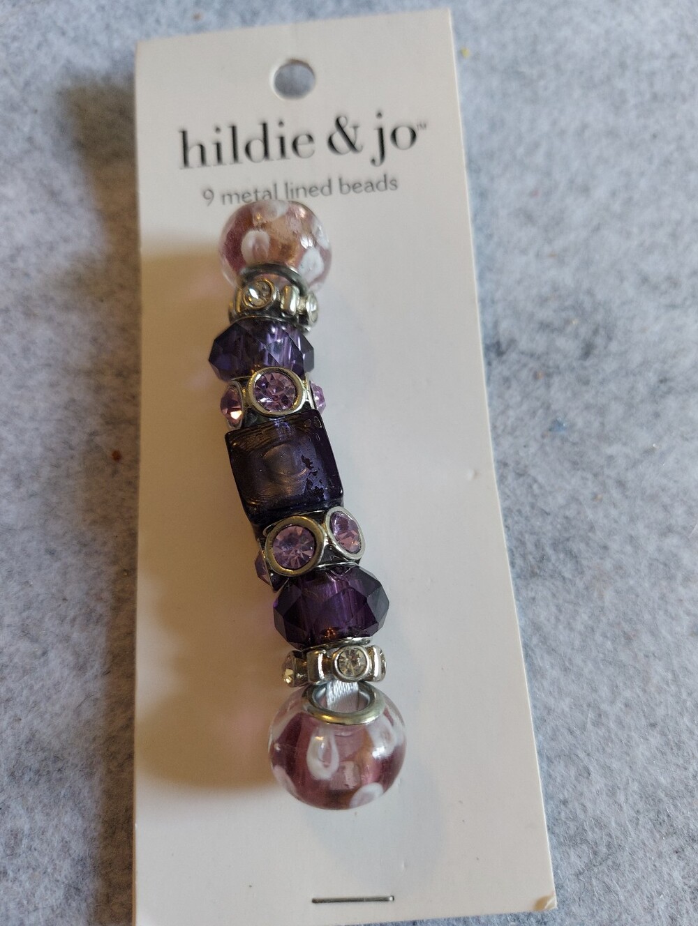 hildie & jo 9 metal lined beads New Dark Purple - Silver Toned